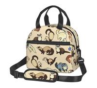Yyoretp Borsa termica portatile con stampa di furetto peloso con cinghie regolabili, borsa riutilizzabile per il pranzo