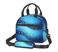 Yyoretp Borsa termica portatile con stampa di note musicali blu cielo con cinghie regolabili, borsa riutilizzabile per il pranzo