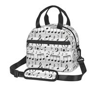 Yyoretp Borsa termica portatile con stampa di note musicali con cinghie regolabili, borsa riutilizzabile per il pranzo