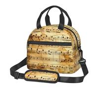 Yyoretp Borsa termica portatile con stampa di note musicali con cinghie regolabili, borsa riutilizzabile per il pranzo