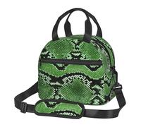 Yyoretp Borsa termica portatile con stampa in pelle di serpente verde con cinghie regolabili, borsa riutilizzabile per il pranzo
