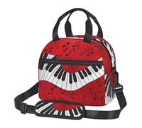 Yyoretp Borsa termica portatile per il pranzo con stampa di note musicali, con cinghie regolabili, borsa riutilizzabile per il pranzo