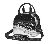Yyoretp Borsa termica portatile per il pranzo con tasti di pianoforte con note musicali con cinghie regolabili, borsa riutilizzabile per il pranzo