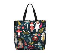 Yyoretp Borsa tote da donna con stampa di danza natalizia con schiaccianoci, grande capacità, con cerniera, borsa a tracolla riutilizzabile per lo shopping