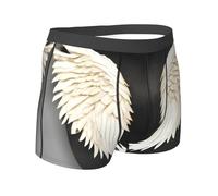 Yyoretp Boxer da uomo con stampa di piume d'angelo, elasticizzati in microfibra, da indossare tutti i giorni, Nero , L