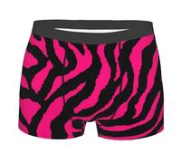 Yyoretp Boxer da uomo con stampa zebrata, tigre leopardata, rosa, elasticizzati, in microfibra, da indossare tutti i giorni, Nero , XL