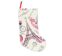 Yyoretp Calze di Natale con stampa della Torre di Parigi e una bicicletta, 45,7 cm, per vacanze, famiglia, feste di Natale, caminetto