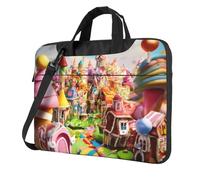 Yyoretp Candy Land Print Borsa per computer portatile, a spalla singola, compatibile con 13-16 pollici, Nero , 15.6 inch