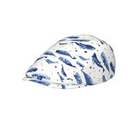 Yyoretp Cappelli da uomo con stampa balena blu, cappello piatto da guida, cappellini da caccia Ivy Cabbie Gatsby.