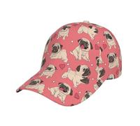Yyoretp Cappello da baseball unisex vintage divertente con carlino stampato cucciolo di cane basso profilo non strutturato lavato regolabile cappello da golf papà nero