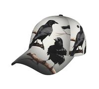 Yyoretp Cappello da baseball unisex vintage nero con corvo su un ramo stampa basso profilo non strutturato lavato regolabile cappello da golf papà