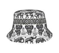Yyoretp Cappello da pescatore con stampa di elefante, stile bohémien, pieghevole, da spiaggia, protezione dal sole, per viaggi e campeggio, colore nero, Nero , Taglia unica