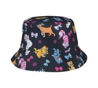 Yyoretp Cappello da pescatore con stampa di gatto in stile cartone animato, pieghevole, da spiaggia, protezione dal sole, per viaggi e campeggio, nero, Nero , Taglia unica