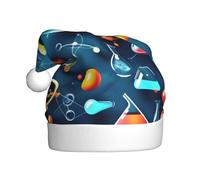 Yyoretp Cappello di Natale con stampa astratta scienza chimica per adulti cappello di Babbo Natale unisex velluto vacanza cappello di Natale per feste festive