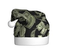 Yyoretp Cappello di Natale con stampa del segno del dollaro per adulti Cappello di Babbo Natale unisex in velluto per feste festive