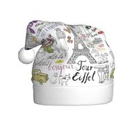 Yyoretp Cappello di Natale con stampa della Torre Eiffel di Parigi francese, per adulti, unisex, in velluto, per feste