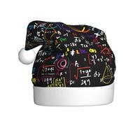 Yyoretp Cappello di Natale con stampa di formula matematica per adulti, cappello di Babbo Natale, unisex, in velluto, per feste