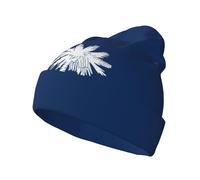 Yyoretp Cappello lavorato a maglia con stampa della bandiera della Carolina del Sud per adulti, morbido, elastico, mantiene caldo, copricapo per donne e uomini, nero