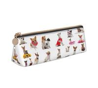 Yyoretp Carino Chihuahua Pug Modello Stampa Semplice Triangolare Penna Caso Sacchetto di Immagazzinaggio per Forniture per Ufficio, Cosmetici, Articoli da toeletta, bianco, Taglia unica, Beauty Case