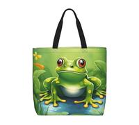 Yyoretp Cartoon Frog 1 Stampa Grande Capacità Tote Bag con Cerniera, Borsa a tracolla riutilizzabile per la spesa