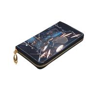 Yyoretp Cool Drum Set Stampa Premium Pelle Zip Around Portafoglio per Donne e Uomini Copertina Libro degli assegni Blocco RFID