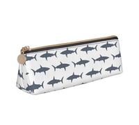 Yyoretp Custodia triangolare semplice con stampa di pesci e squali, per articoli da ufficio, cosmetici, articoli da toeletta, bianco, Taglia unica, Beauty Case