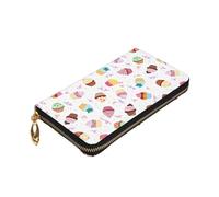 Yyoretp Delicious Cupcakes Print Premium Leather Zip Around Wallet per donne e uomini copertina libretto degli assegni blocco RFID