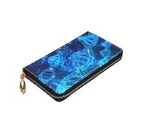 Yyoretp DNA Chain Photo Print Premium Leather Zip Around Wallet per donne e uomini libretto degli assegni blocco RFID
