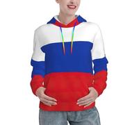 Yyoretp Felpa con cappuccio da donna con stampa della bandiera della Russia, con coulisse, a maniche lunghe, con tasca a marsupio, Nero , XL