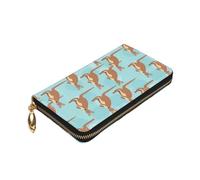 Yyoretp Funny for Kangaroo Zoo Print Premium Leather Zip Around Portafoglio per donne e uomini Custodia per libretto degli assegni Blocco RFID