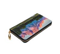 Yyoretp Grand Teton National Park Print Premium Leather Zip Around Wallet per donne e uomini copertina libretto degli assegni blocco RFID