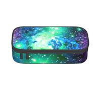 Yyoretp Grande astuccio per matite con stampa galassia verde, blu, viola, grande, astuccio per cancelleria per forniture per ufficio., Nero , Taglia unica, Con tasca per il