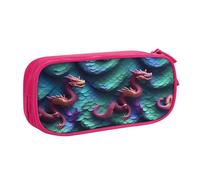 Yyoretp Grande capacità 3D Magical Dragon Scale Pattern Print Pencil Case, doppio strato cerniera trucco Pouch Pencil Box Organizer., rosa, Taglia unica, Beauty Case