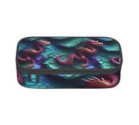 Yyoretp Grande capacità 3D Magico Drago Scales Pattern Stampa Matita Astuccio Grande Astuccio Cancelleria Penna Borsa per Forniture per Ufficio., Nero , Taglia unica, Con tasca per il