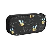 Yyoretp Grande capacità ape volare stampa matita caso, doppio strato cerniera trucco sacchetto matita box organizer., Nero , Taglia unica, Beauty Case