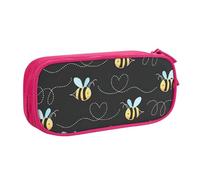 Yyoretp Grande capacità ape volare stampa matita caso, doppio strato cerniera trucco sacchetto matita box organizer., rosa, Taglia unica, Beauty Case