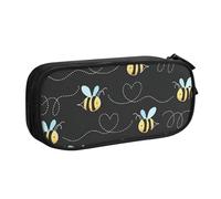 Yyoretp Grande capacità ape volare stampa matita caso, doppio strato cerniera trucco sacchetto matita box organizer., Nero , Taglia unica, Beauty Case