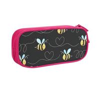 Yyoretp Grande capacità ape volare stampa matita caso, doppio strato cerniera trucco sacchetto matita box organizer., rosa, Taglia unica, Beauty Case