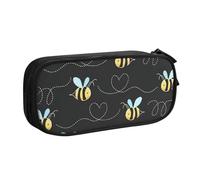 Yyoretp Grande capacità ape volare stampa matita caso, doppio strato cerniera trucco sacchetto matita box organizer., Nero , Taglia unica, Beauty Case