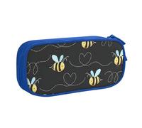 Yyoretp Grande capacità ape volare stampa matita caso, doppio strato cerniera trucco sacchetto matita box organizer., Blu, Taglia unica, Beauty Case