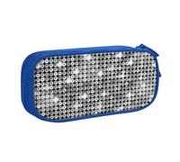 Yyoretp Grande capacità argento paillettes modello stampa matita caso, doppio strato cerniera trucco sacchetto matita organizzatore, Blu, Taglia unica, Beauty Case