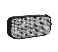 Yyoretp Grande capacità argento paillettes modello stampa matita caso, doppio strato cerniera trucco sacchetto matita organizzatore, Nero , Taglia unica, Beauty Case
