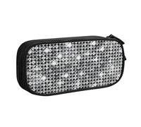 Yyoretp Grande capacità argento paillettes modello stampa matita caso, doppio strato cerniera trucco sacchetto matita organizzatore, Nero , Taglia unica, Beauty Case