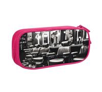 Yyoretp Grande capacità barbiere negozio monocromatico stampa astuccio matita caso, doppio strato cerniera trucco sacchetto matita scatola organizer., rosa, Taglia unica, Beauty Case