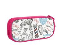 Yyoretp Grande capacità barbiere negozio monocromatico stampa astuccio matita caso, doppio strato cerniera trucco sacchetto matita scatola organizer., rosa, Taglia unica, Beauty Case
