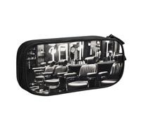 Yyoretp Grande capacità barbiere negozio monocromatico stampa astuccio matita caso, doppio strato cerniera trucco sacchetto matita scatola organizer., Nero , Taglia unica, Beauty Case
