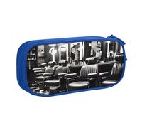 Yyoretp Grande capacità barbiere negozio monocromatico stampa astuccio matita caso, doppio strato cerniera trucco sacchetto matita scatola organizer., Blu, Taglia unica, Beauty Case