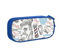 Yyoretp Grande capacità barbiere negozio monocromatico stampa astuccio matita caso, doppio strato cerniera trucco sacchetto matita scatola organizer., Blu, Taglia unica, Beauty Case