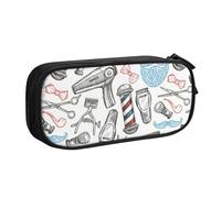 Yyoretp Grande capacità barbiere negozio monocromatico stampa astuccio matita caso, doppio strato cerniera trucco sacchetto matita scatola organizer., Nero , Taglia unica, Beauty Case