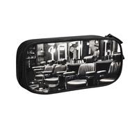 Yyoretp Grande capacità barbiere negozio monocromatico stampa astuccio matita caso, doppio strato cerniera trucco sacchetto matita scatola organizer., Nero , Taglia unica, Beauty Case